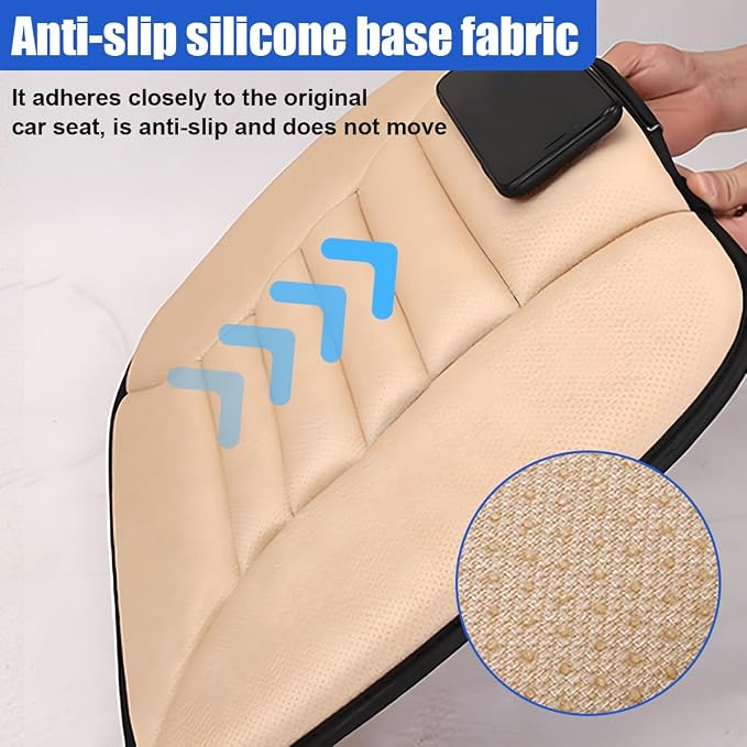 Car Seat Cushion Pad, Memory Foam Automotive Butt Cushion with Non-Slip Silicone Bottom, Breathable Driver Seat Protector for Vehicle, Home and Office Chairs (Grey)
