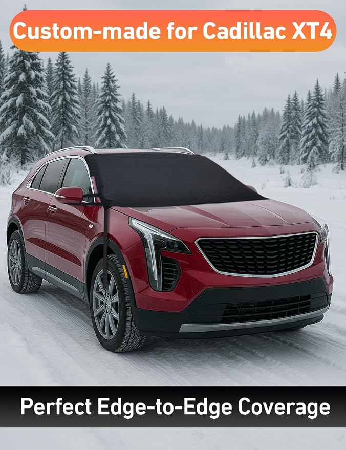 Car Snow Cover Compatible for Cadillac XT4 | Windshield Cover for Ice and Snow with S-Hook Straps | Heavy-Duty 600D Oxford Winter Car Cover, Waterproof & Anti-Slip