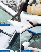 47.7″ Extendable Snow Brush and Ice Scraper, 270° Pivoting Snow Scraper Brush for Car Windshield, Telescoping Ice Scraper, Foam Grip, Heavy Duty Snow Remover for Cars, Trucks, SUV (Black)