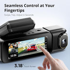 G980H 4K 3-Channel Dash Cam Front Rear Inside, 360° Full Coverage, 3.18" Touch Screen, Free 128GB Card, 24/7 Parking Mode with Sentry & Time-Lapse, Voice Control, 5GHz WiFi, GPS, Night Vision