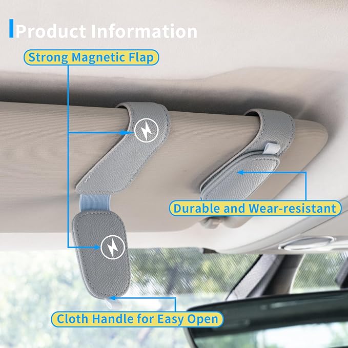 2 Packs Magnetic Sunglass Holder for Car Visor (Blue) | Magnetic Interior Car Accessories