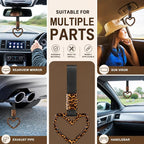 Leopard Heart Car Handle Strap Drift Charm Car Accessories for Women Cheetah Rear Bumper Warning Ring Decor for Auto Bus Subway Interior Exterior Decorations(Leopard, Heart Style)