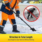 Metal Snow Shovel 58’’, Heavy Duty Ice Scraper for Driveway, Snow Ice Chopper Shoveling Tool with Thickened Blade, Ice Shovel for Sidewalk Ice Removal, Flat Shovel Floor Cleaning Scraper