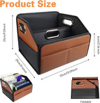 Car Organizer - 2025 Upgraded Leather Car Storage Organizer for Front Back Seat or Floor with 3 Metal Handles 6 Apartments, Multipurpose Car Organizers and Storage Brown.