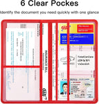 Premium Car Registration and Insurance Card Holder, Car Document Holder for Cards, Driver License & other Essential Documents (Red)