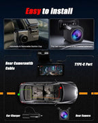 Dash Cam Front and Rear, 4K Ultra HD,5G Wi-Fi,24H Parking Mode | Road Rage Witness Blind Spot Guard, Hit-and-Run Catcher, Scam Defense,3.69in IPS LCD,Built-in GPS Logger, Dual HDR - Charcoal