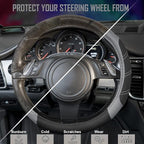 Line Rider Microfiber Leather Sporty Steering Wheel Cover Universal Fits for 95% Truck,SUV,Cars,14.5-15inch Anti-Slip Safety Comfortable Desgin (Black-Gray)