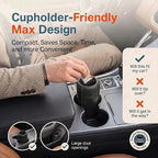 Car Trash Can Cup Holder | Max Car Trash Can | Fits in Most Cupholders | 5.6" x 3.5" | Traps More & Empties Less, Patent-Pending Compaction, Holds Many Weeks Small Garbage, Black/Grey