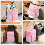 Car Trash Bin, 2 Gallon Leakproof Waterproof Vehicle Garbage Can with Lid & Tissue Holder, Car Interior Organizer for Front/Back/Console, Automotive Accessory, Pink