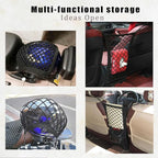 2PCS Dog Car Net Barrier, Dog Net for Pet Netting for Car with Stretchable Storage Bag Universal for Cars Black High Elastic Double Layer Motorcycle Cargo Nets(11.2 * 9.8in)