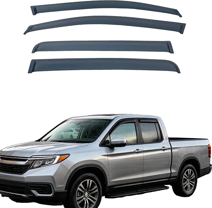 Tape On Rain Guards Window Visors Compatible with 2017-2025 Ridgeline, Side Vent Window Visors Deflectors Shade for Ridgeline 17-25,Rain Guards for Car Windows,Truck Accessories-4pcs
