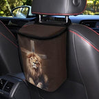 Lion Cross Print Car Trash Can with Lid, Leak Proof Auto Trash Bag Hanging Vehicle Garbage Can Multipurpose Storage Container for Back Seat Road Trip