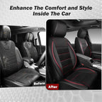 Air Mesh Leather Car Seat Covers Front Seats, Breathable Two Front Seat Covers for Cars, Comfortable Universal Fit for SUV Truck Sedan Automotive, Anti-Slip Airbag Compatible,Black and Red
