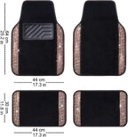 Bling Rhinestone Diamond Car Floor Mat, Crystal Sparkly Shining Glitter Carpet Waterproof Anti-Slip PVC Heel Pad, Universal for Interior Auto SUV,Sedan,Van,4pcs Girl Women Men, Champagne Gold