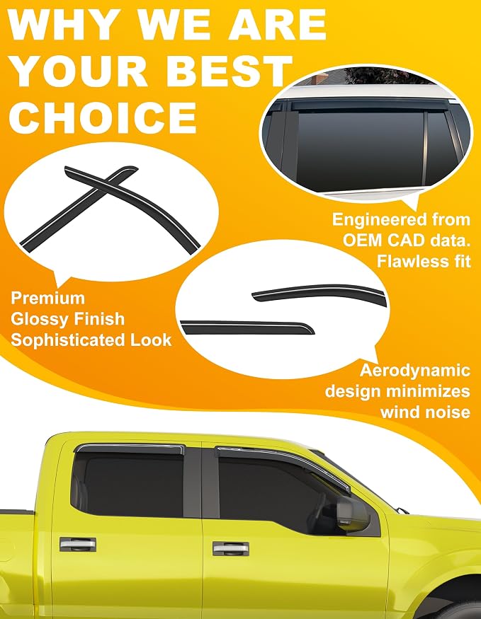Extra-Thick Window Rain Guard Fit for Chevy Equinox 2025 2026 Rain Guards Tape-on Side Window Visors Low Profile Vent Visor Window Deflectors Vent Shades Car Accessories