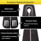 Car Purse Hook, Genuine Leather Car Seat Back Storage Hook, Purse Hook for Car Headrest, Twin Hook Leather Car Headrest Hangers, Bag Hook for Car, Trucks, SUVs, Most Vehicles (Black-2 PCS)