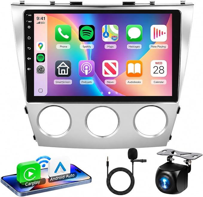 [5G WiFi & 1280 * 720] for Toyota Camry 2006-2011 with Manual A/C Car Radio, 10.1” IPS HD Touch Screen,Wireless CarPlay Android Auto Bluetooth GPS FM RDS SWC Backup Camera(2G+64G)