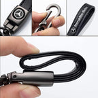 Car Keychain and Car Tire Valve Stem Caps Combo Compatible with Mercedes Benz C E S M Serie CLK GLK GL AB AMG GLS GLE AMG Keyring for Men and Women Family Present Car Accessories