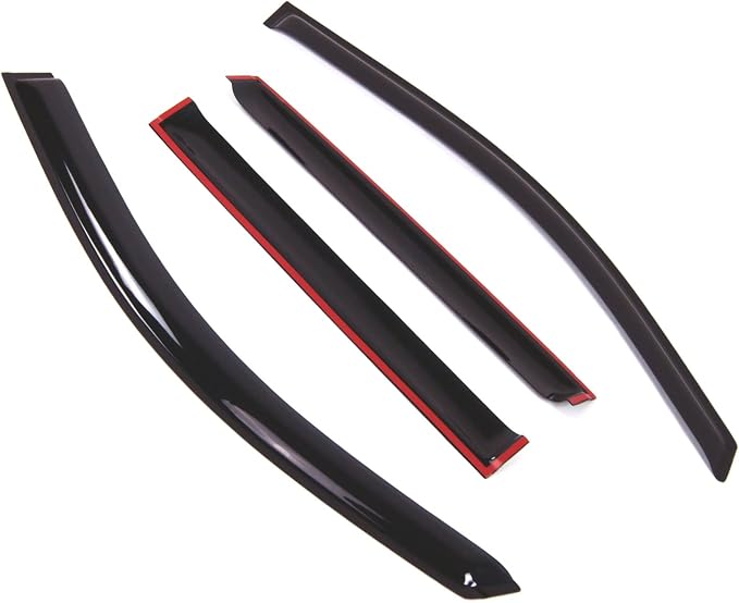 WD2-765B Dark Smoke 4 Pcs Set Window Visor (Outside Mount) Deflector Rain Guard Compatible with 2017-2018 Chevrolet Tahoe
