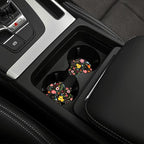 Wildflower Car Steering Wheel Cover 15 Inch Wildflower Steering Wheel Cover Anti-Slip Breathable Universal 2 Pcs Car Interior Cup Holder Pad for Men Women Multicolor Flowers