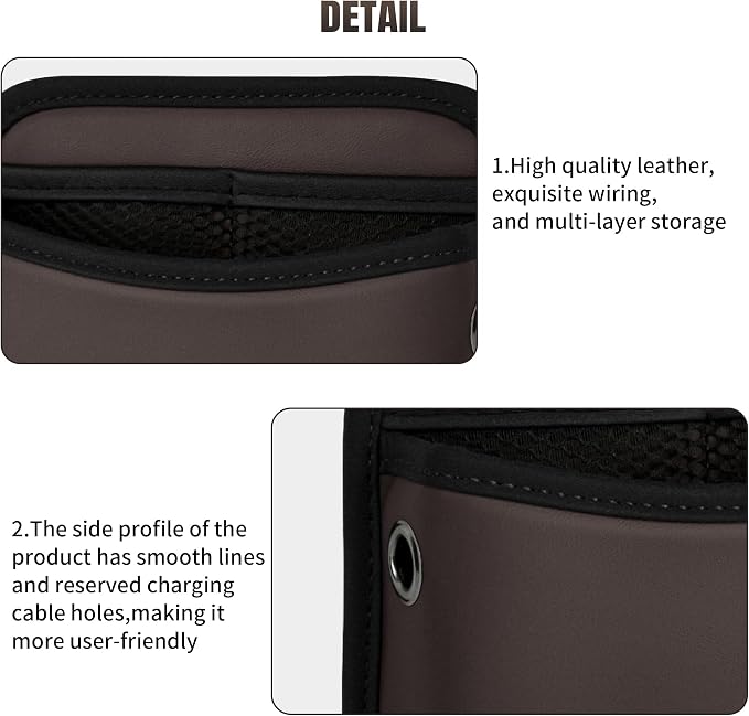 Car Seat Side Storage Pocket, Small Organizer,PU Leather Multifunctional Console Side Organizer Bag for Phone, keys, sunglass,wallet,ect (Brown)