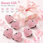6 pcs Pink Heart Car Air Vent Clips Coquette Cute Girly Car Decor Accessories Interior Aesthetic Decorations Charm Stuff for Women Girl