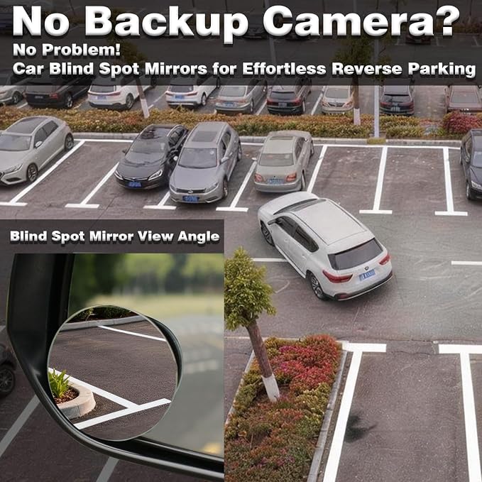 Blind Spot Mirrors 4 Pack HD Frameless Convex Mirrors for Wide Angle Side View Blind Spot Coverage