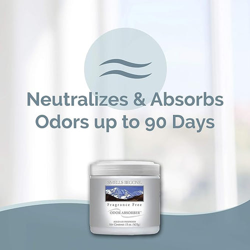 15oz Gel Odor Eliminator - Absorb & Remove Tough Odors in Pet Areas, Bathrooms, Basements, Garage, Cars, RVs & Boats - Eliminate Odors Quickly (2-Pack, Fragrance Free)