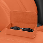 Car Sunglasses Holder, Large Capacity Universal Fit Adhesive Mount Eyewear Case with Magnetic Closure Glasses Protective Storage Box for Man Women Orange