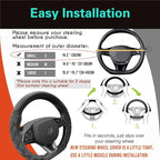 D Shaped 14 Inch Small Sized Steering Wheel Cover Great Grip with 3D Honeycomb Anti-Slip Design, Flat Bottom 14 Inch (All Black)