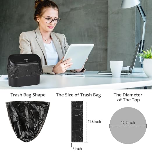 Mini Car Trash Can Bags, 10 Packs total 300 Count Black Garbage Bags | Tear-Resistant, Trash Bin Liner Refills, Disposable Garbage Bags for Car, Home Office(Vehicle Trash Can is not Included)