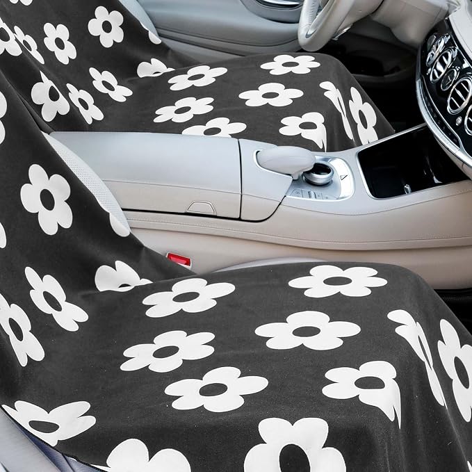 Car Seat Towel Covers with Storage Bag, 63 x 32 Inch Universal Non Slip Waterproof Sweat Protector for Car Truck, Gym Swimming Running, Machine Washable(2 Pack,Florid Declamation)