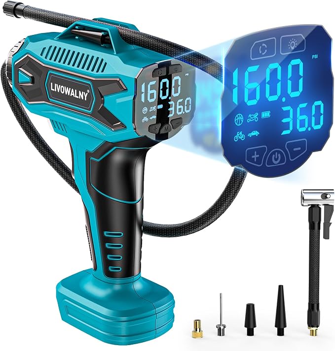 Tire Inflator Air Compressor Compatible with Makita 18V Battery, 160PSI Cordless Portable Electric Air Pump with Digital Pressure Gauge for Car Motorcycles Bike Sport Ball Auto (Tool Only)