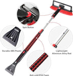 Car Snow Brush with Ice Scraper and Squeegee 3 in 1, 39" Extendable Cleaning Kit Long Handle, Windshield Snow Removal Tool Scratch Free for SUV Truck RV Window Roof Exterior Wash Supplies, Red