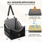 PU Dog Car Seats for Small Medium Dogs, Wipe Clean Waterproof Dog Booster Seat with 2.5 inch Cushion, Thickened 2 inch Memory Foam Pet Car Seats with Safety Belt and Storage Pockets