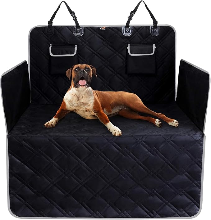 Dog Cargo Liner for SUVs & Back Seats, Waterproof 600D Oxford Dog Car Seat Cover, Standard 72.8"×40.6", Full-Wrap Pet Cargo Cover with Side Walls, Bumper Guard, Non-Slip Backing & Storage Pockets