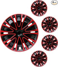 Hubcap Wheel Cover Replacement R16 Hub Caps Universal-Fit Steel Wheel Rim Cover ABS Material Exterior Accessories for Car Truck SUV -Set of 4（16-inch，Red-Black）