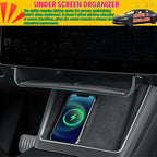 Under Screen Storage for Tesla Model Y Juniper & Model 3 Highland | Center Console Organizer Tray Hanging Compartment, Hidden Cubby, Durable ABS with Anti-slip Pad, Expanding Storage Space