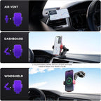 Wireless Car Charger,【7 Colored RGB Backlit】 15W Auto Clamping Car Charger Phone Mount Holder fit for iPhone 15 14 13 12 Mini Pro Max 11 XR XS, Samsung Galaxy S24 Ultra S23 S22 S21+ Note 20, etc