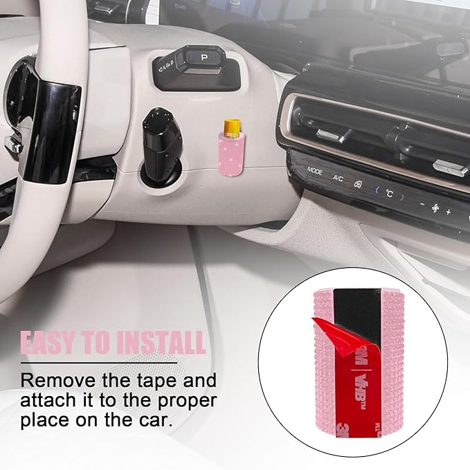 Upright Car Chapstick Holder, Bling Insulating Lip Balm Holder,Rhinestone Car Accessories for Women Interior,Suitable for Most Vehicles. (Pink)