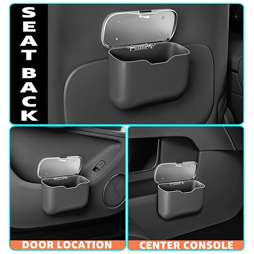 Car Trash Can, Waterproof Multi‑Functional Auto Trash Bin for Door/Console/Seat Back, Universal Vehicle Garbage Can for Car/Truck/SUV Drivers (Black)