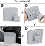 Car Trash Can, Portable Vehicle Trash Bin with Lid, Mini Car Dustbin Garbage Organizer Holder with One Roll Trash Bag, Leakproof Hanging Cars Storage Bag Container for Auto, SUV, Office (Grey)