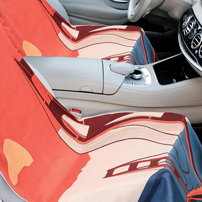 Car Seat Towel Covers with Storage Bag, 63 x 32 Inch Universal Non Slip Waterproof Sweat Protector for Car Truck, Gym Swimming Running, Machine Washable(2 Pack,Golden Gate Bridge)