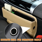 Car Seat Gap Organizer, Premium Leather Auto Seat Storage Box, Vehicle Adjustable Front Seat Gap Filler, Car Seat Side Pocket Organizer for Phones, Glasses, Keys, Money, Cards (Beige)