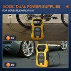 AC/DC Tire Inflator Portable Air Compressor Dual Power Supply 110V AC 12V DC 150PSI Fast Inflation Heavy Duty with LED Light Pressure Gauge Auto Shutoff Pump for Car Motorcycle Bicycle Ball