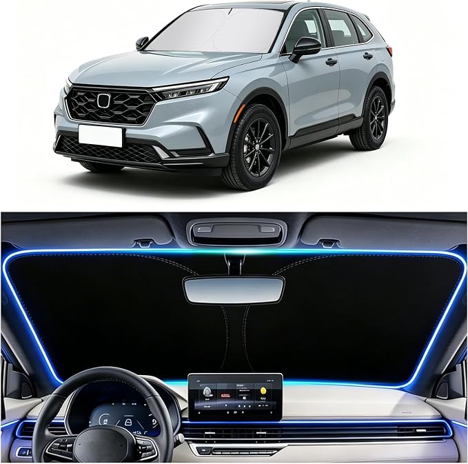 Car Windshield Sun Shade Compatible with Honda 2023-2026 CRV,Foldable Windshield Cover Sun Shade with Storage Bag,Oxford Cloth Car Sunshades for Windshields Blocks Heat for Cooler Cabin