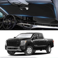 Custom Fit Titan Windshield Sunshade for 2020-2023 2024 2025 Upgrade Nissan Titan Front Window Sun Shades Shield Cover for Windshield Foldable 210T Sun Visor Protector Blocks UV Ray Car Accessories