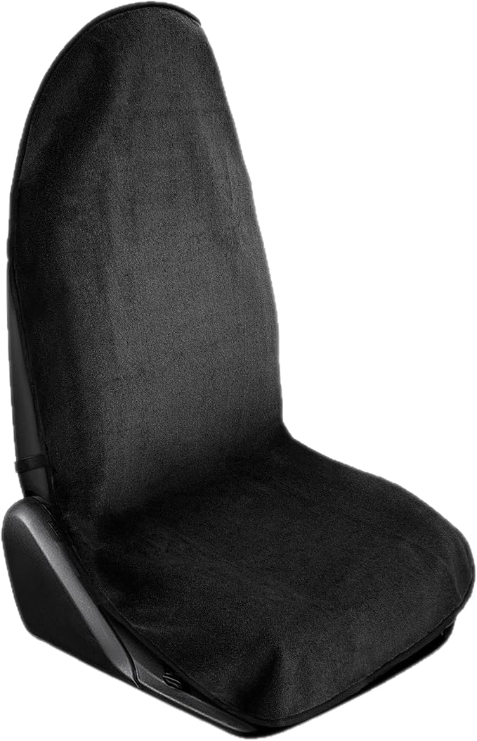 Waterproof Towel Car Seat Cover, Sweatproof Non Slip Towel Carseat Cover, Machine Washable Vehicle Bucket Frontseat Protector Accessories, Universal for SUV, Sedan, Truck (Black)
