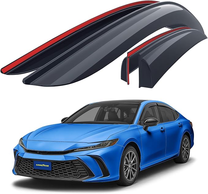 Goodyear Shatterproof Window Deflectors for Toyota Camry 2025-2026 Sedan, Tape-on Rain Guards, Window Visors, Vent Deflector Visor, Car Accessories, 4 pcs. - GY008946