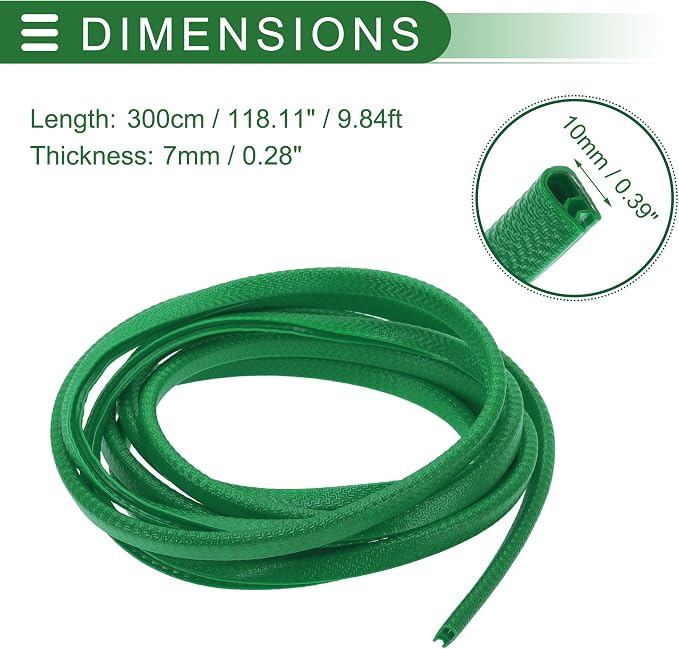 Universal Car Door Edge Protective Sealing Strip U-Type Door Scratch Protection Guard, 9.84ft 300cm, Anti-scratch Collision, PVC Iron, Green